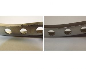 before and after deburring metal